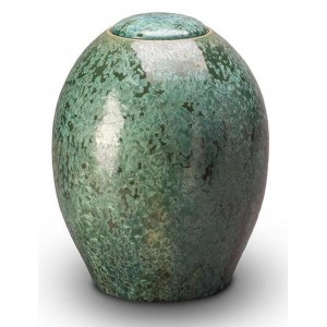 Ceramic Cremation Ashes Urn – Imperial Mottled Green - Intricately Hand Made By Skilled Craftsmen 